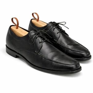 Tod's Men's Leather Derby Dress Shoes Black Italy Apron Toe US 11.5